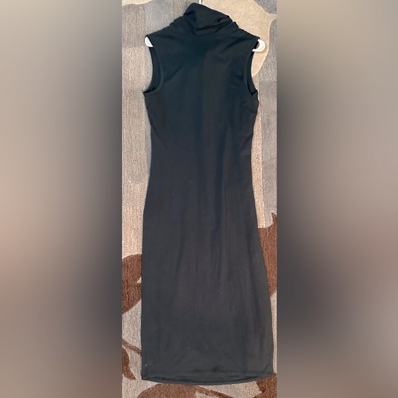 NWT Standard James Perse Cowl Neck Tuck Sleeveless Midi Dress in Midnight Green - Picture 7 of 11